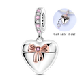 Elegant Heart Ribbon Charm Bead