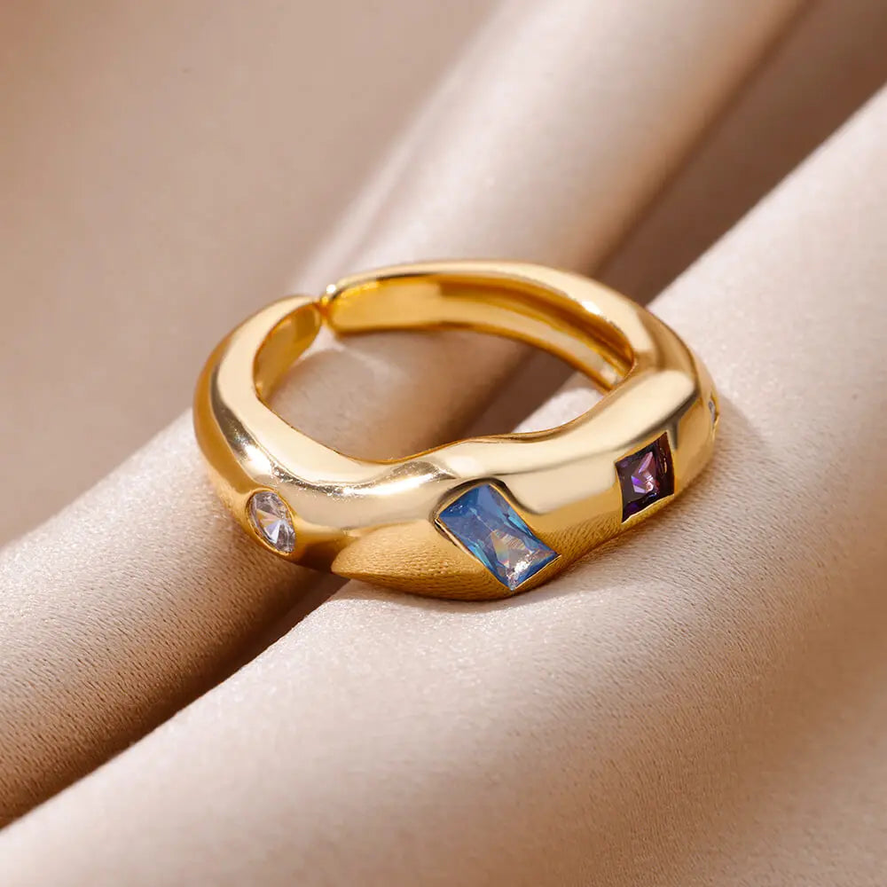 Tricolor Luxe Square Ring