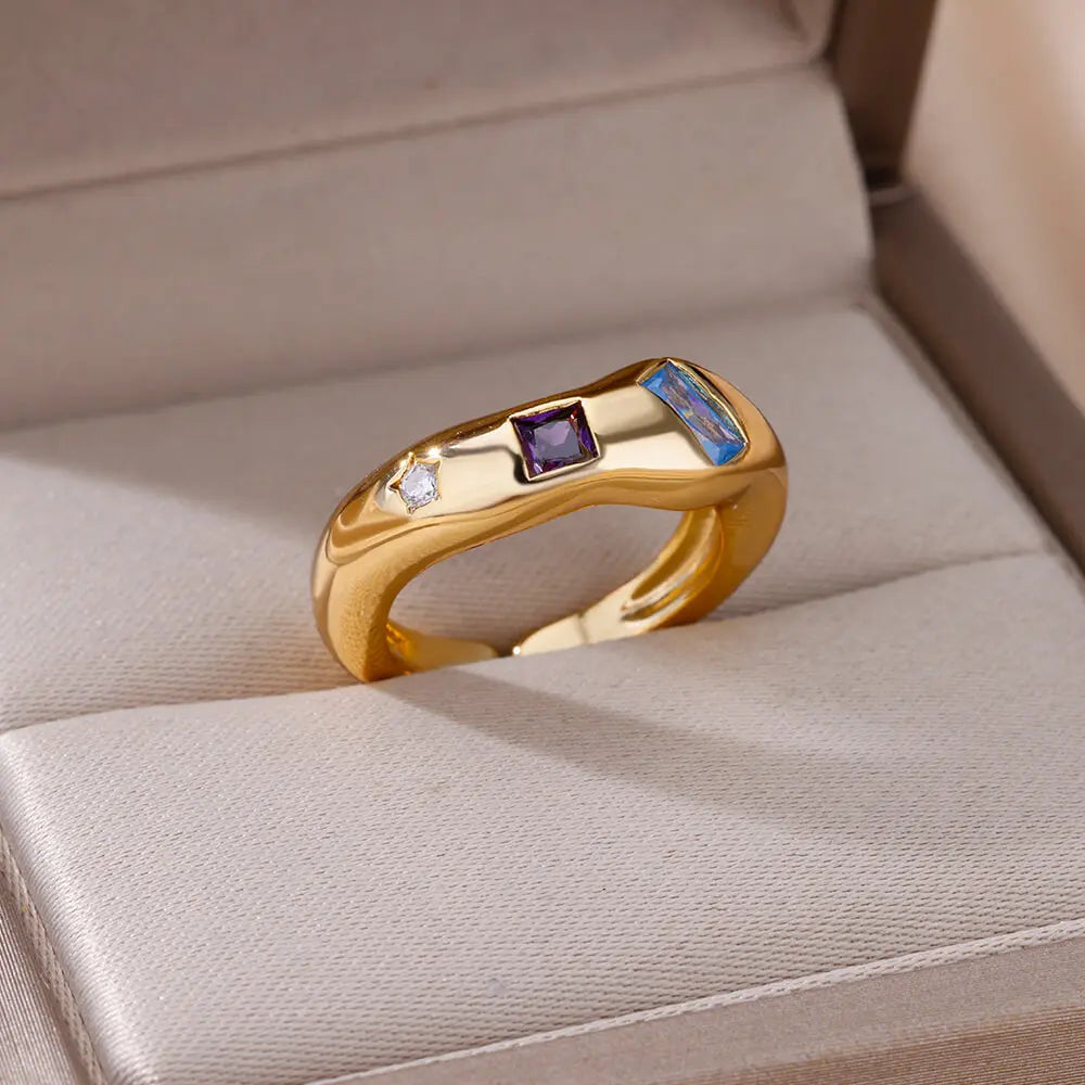 Tricolor Luxe Square Ring