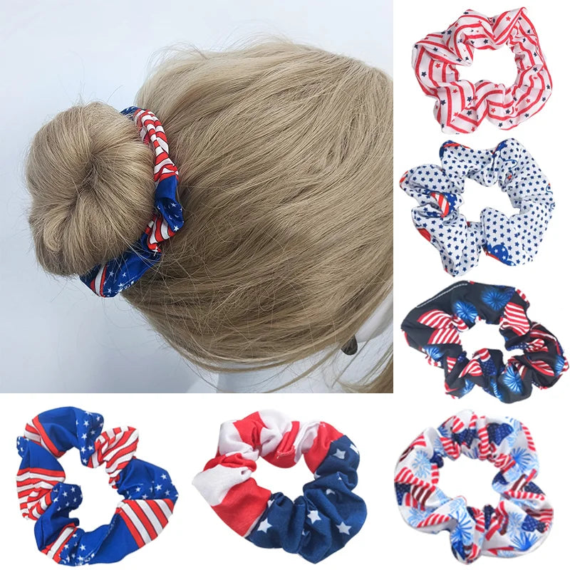 Patriotic USA Flag Hair Tie Set