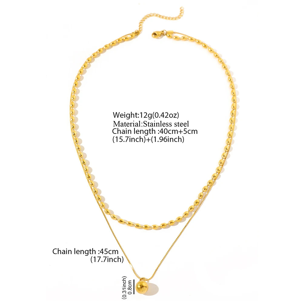 Double Sphere Stainless Steel Necklace