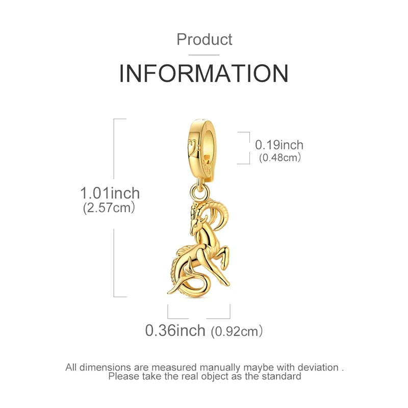 Golden Zodiac Sterling Silver Charm
