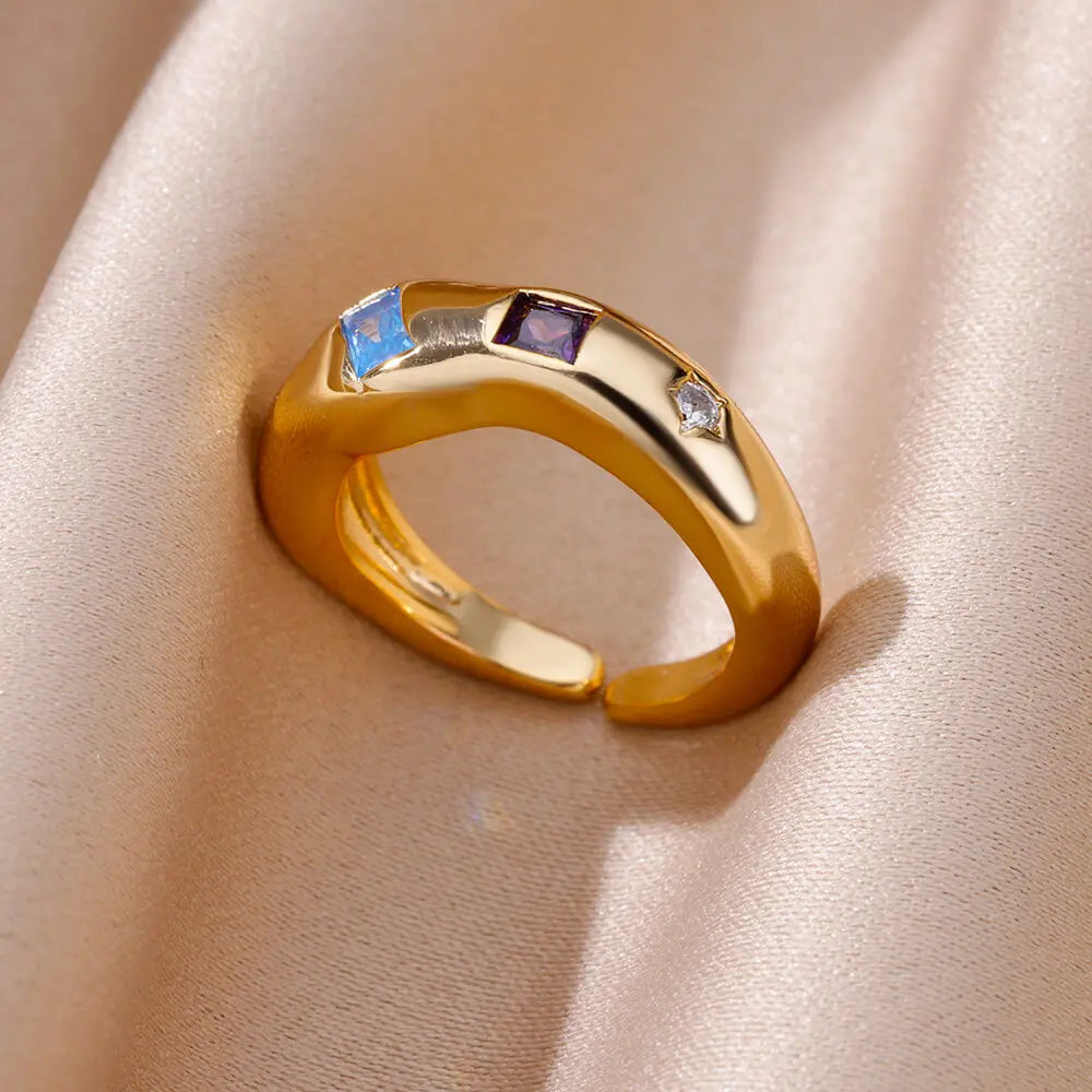 Tricolor Luxe Square Ring