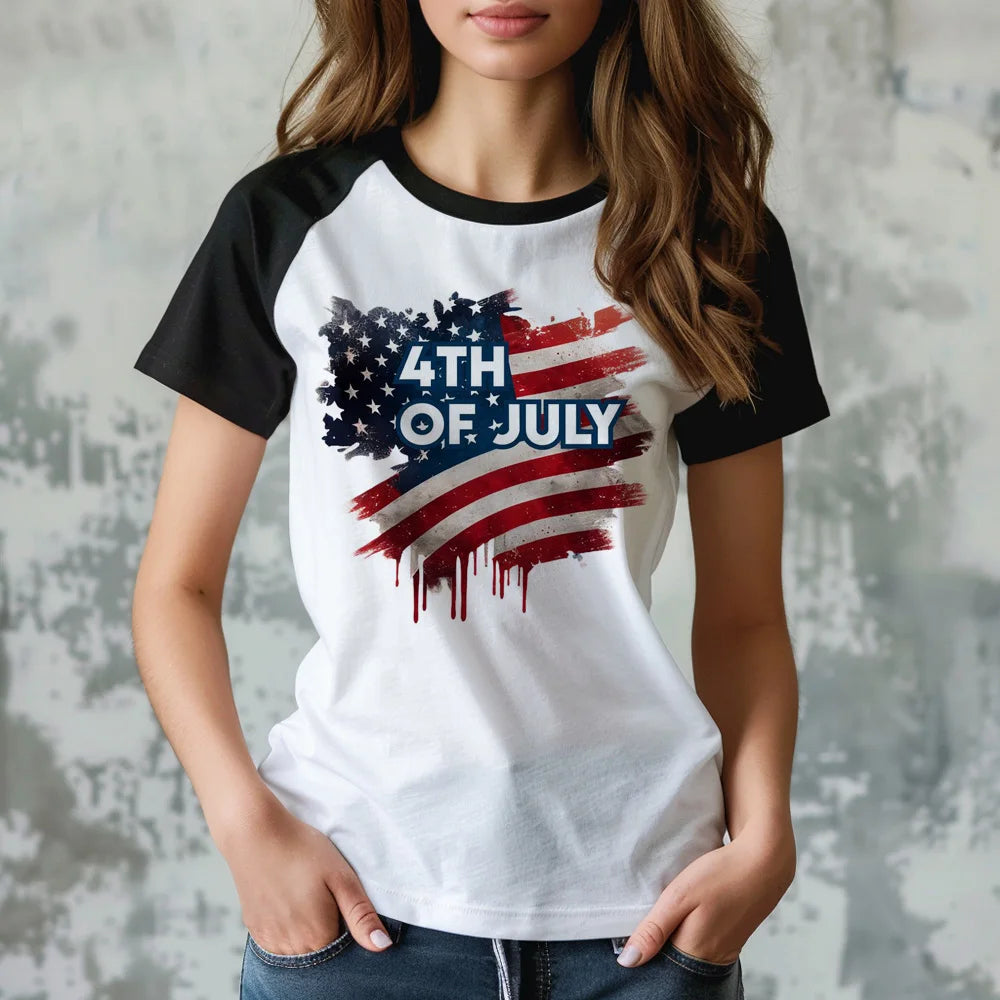 Women's July 4th Anime Girl Graphic T-Shirt