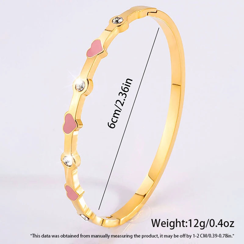 Pink Crystal Gold Bangles