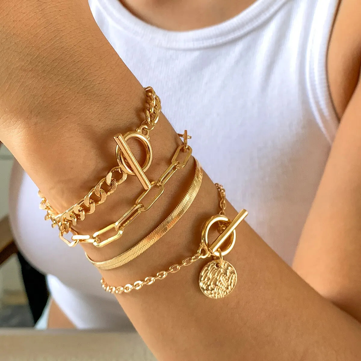 StreetGold Coin Charm Bracelet