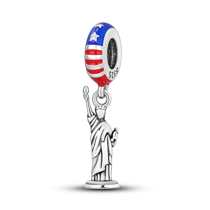 Women’s 925 Silver USA Charm Bead