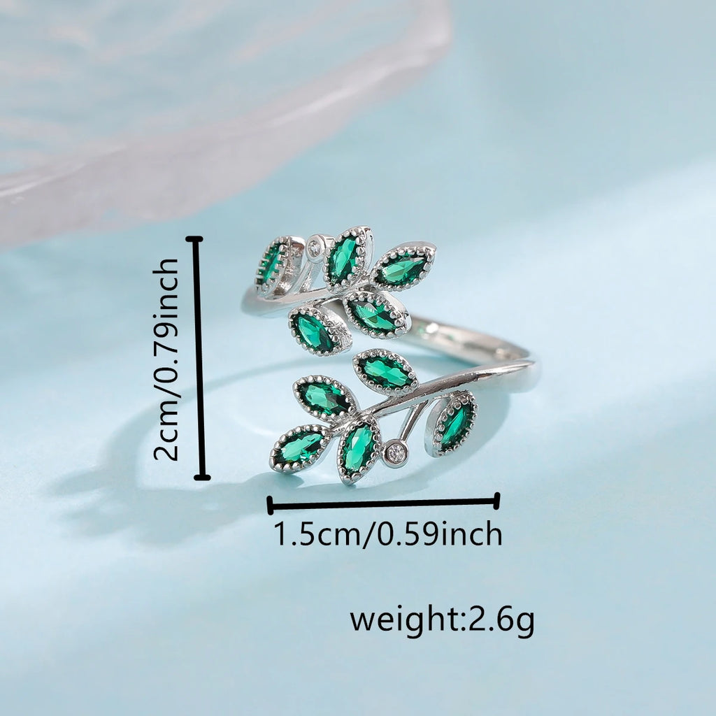 Emerald Leaf Silver Ring