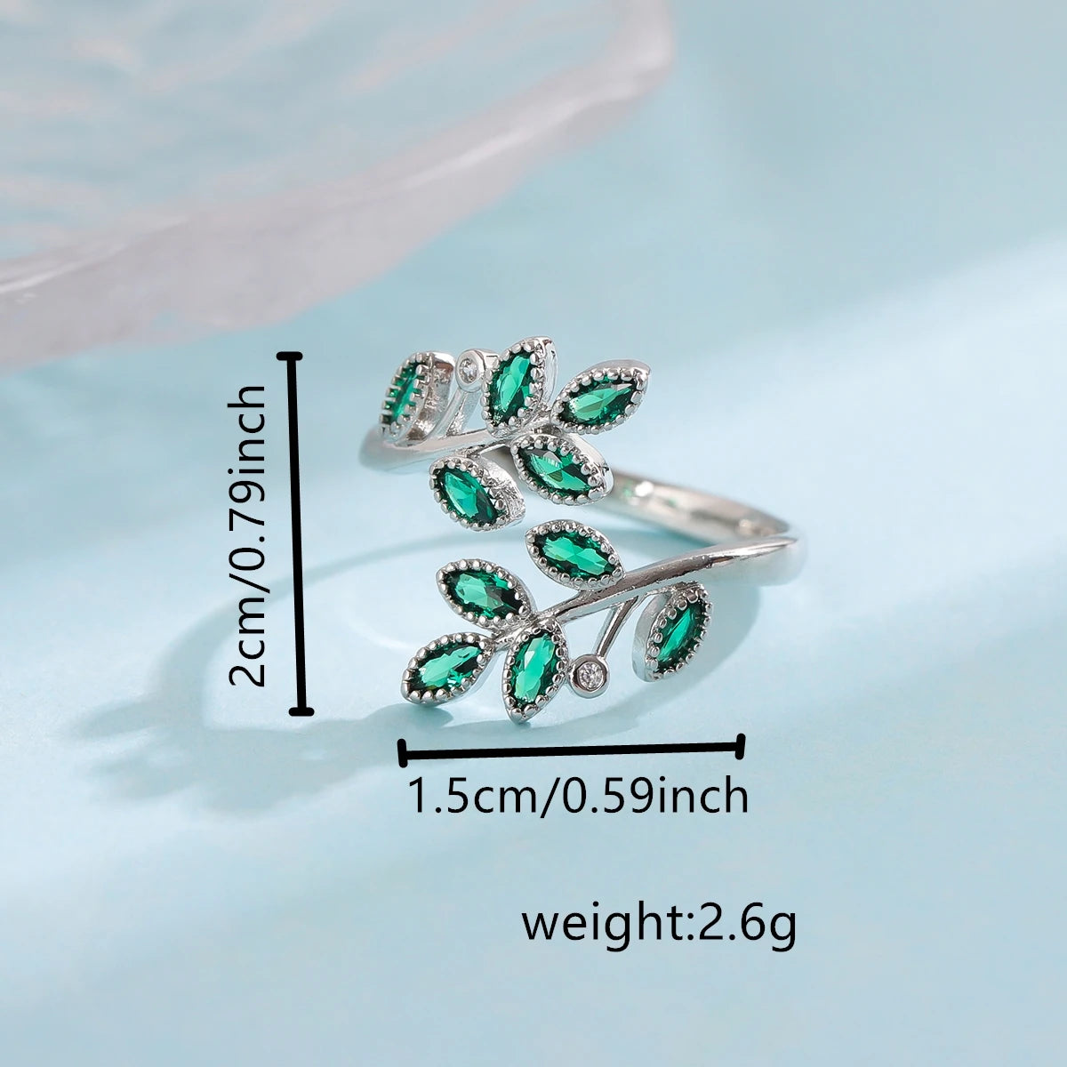 Emerald Leaf Silver Ring