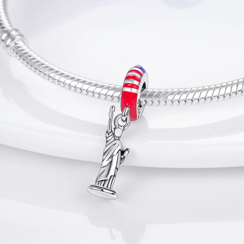 Women’s 925 Silver USA Charm Bead