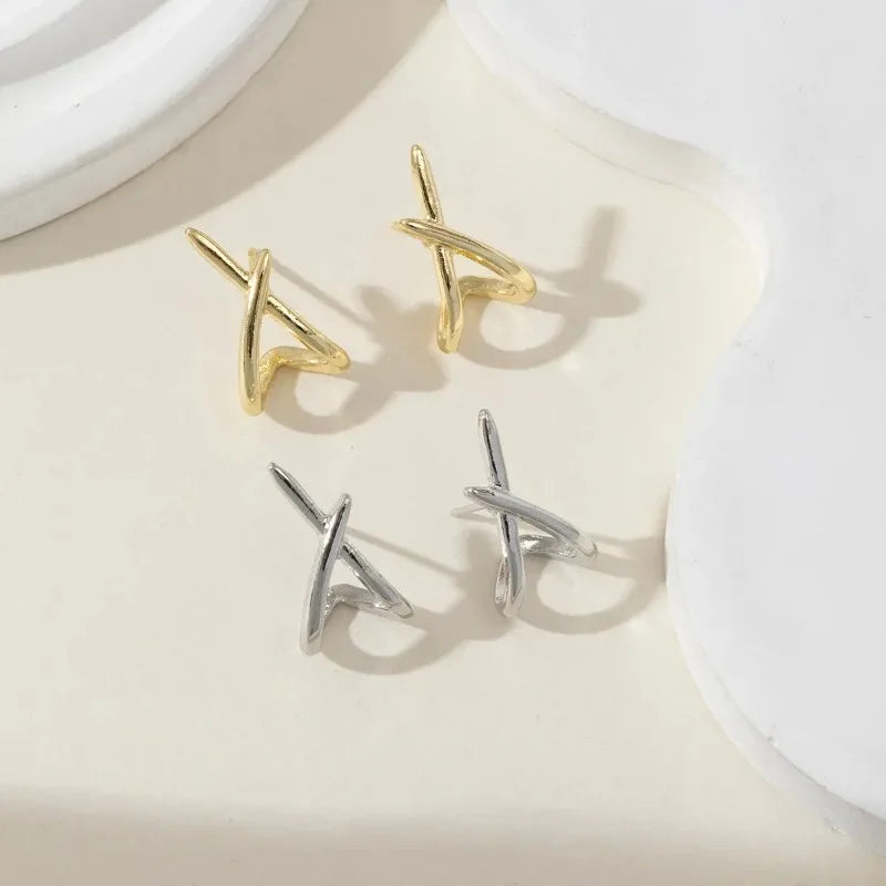 Silver Cross Spark Earrings