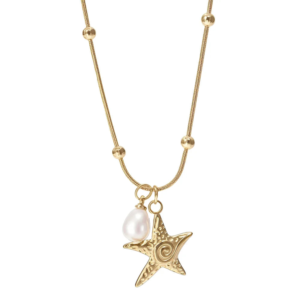 Ocean Pearl Starfish Necklace