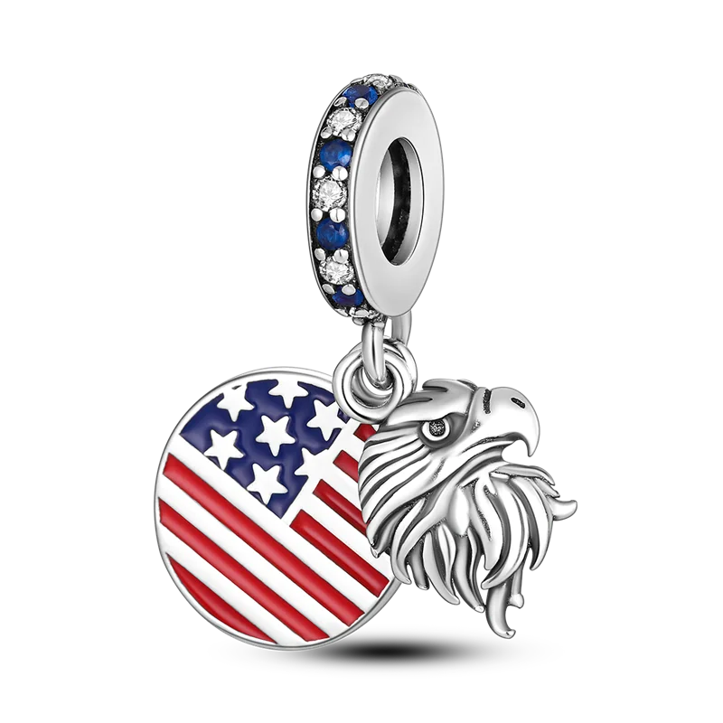 Women’s 925 Silver USA Charm Bead