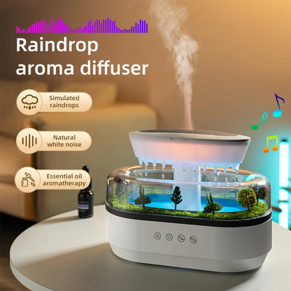 Raindrop Aroma Humidifier & Essential Oil Diffuser – Colorful Light & White Noise