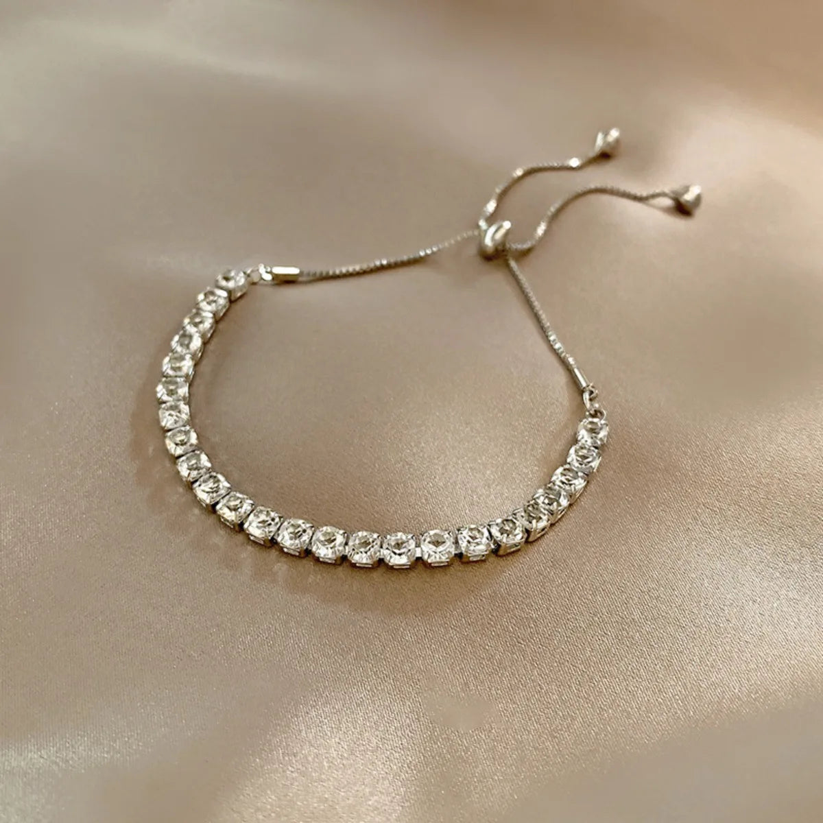Adjustable Zircon Stainless Steel Bangle