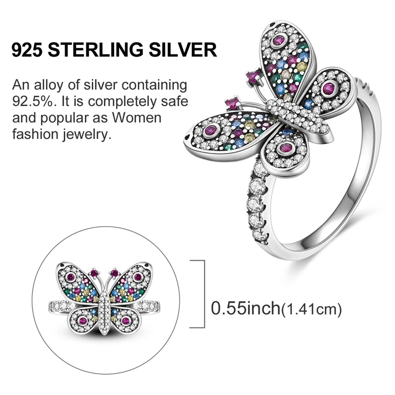 925 Sterling Silver Sparkling Butterfly Ring