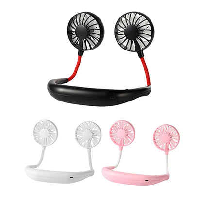 USB Portable Neck Fan – Hands-Free 3-Speed Cooling for Travel, Sports & Home