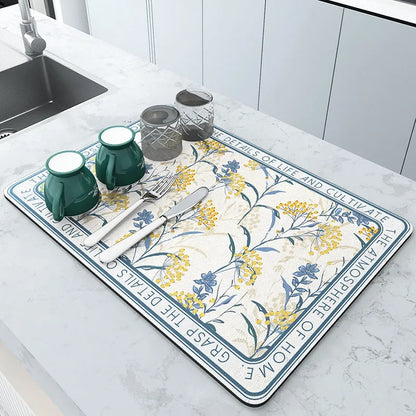 Super Absorbent Anti-Slip Coffee & Drying Mat – Quick Dry, Splash Proof Kitchen & Bathroom Pad for Countertops