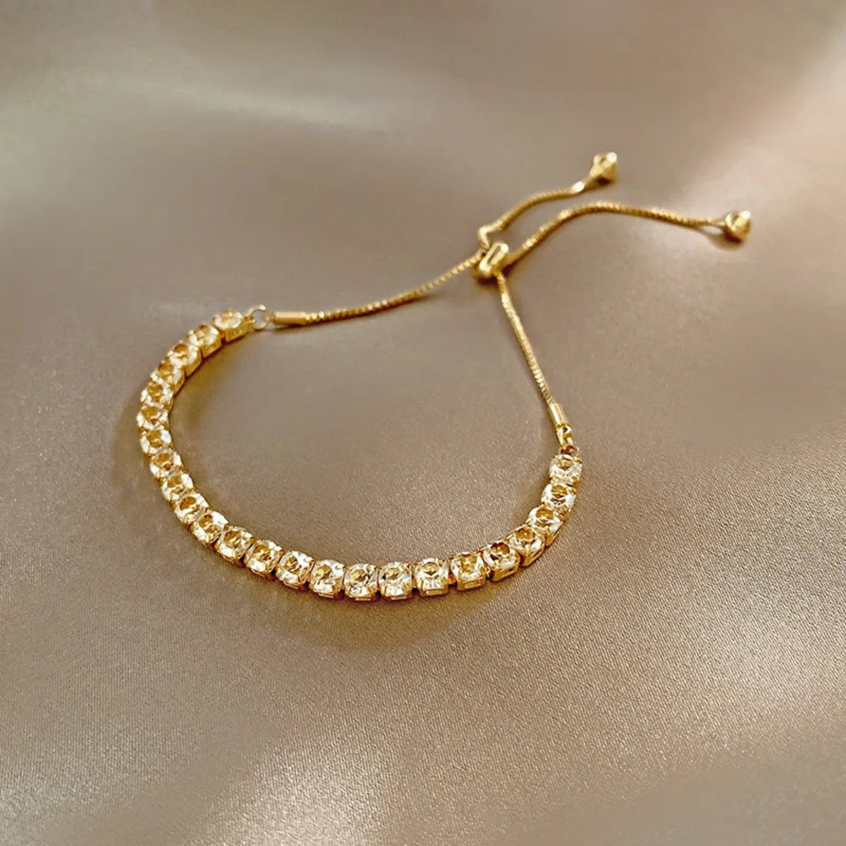 Adjustable Zircon Stainless Steel Bangle
