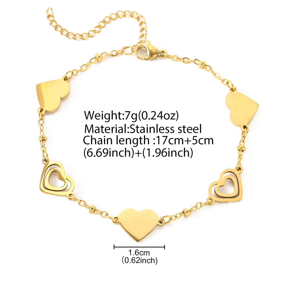 Noble Double Heart Stainless Steel Bracelet