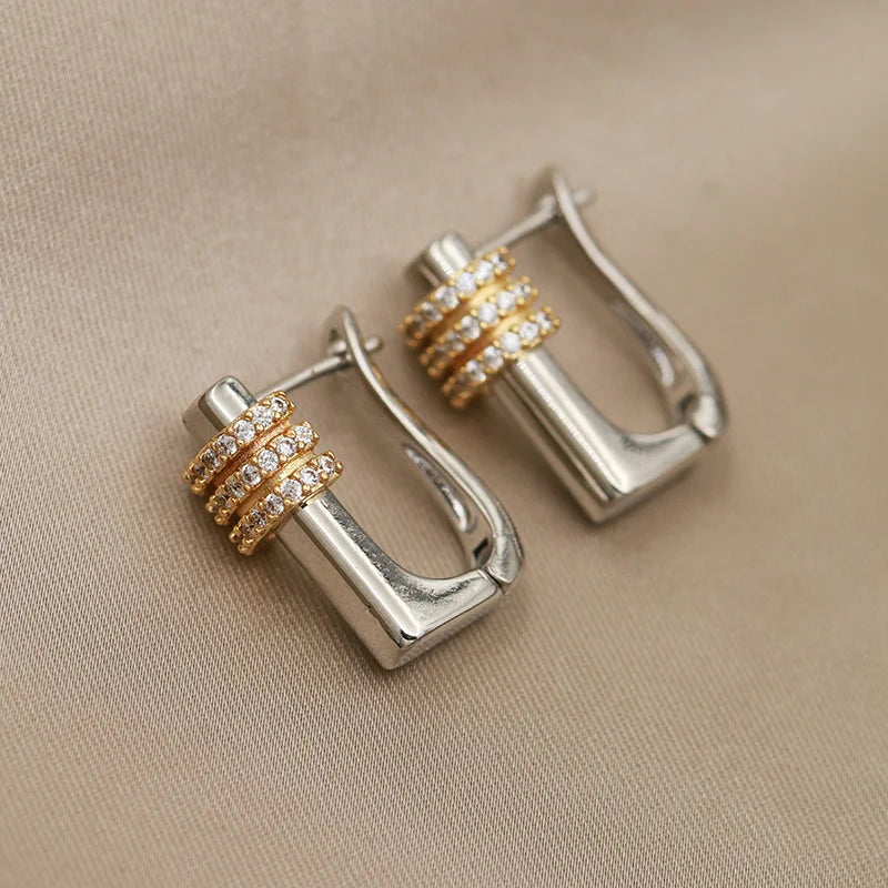 Geometric Crystal Stud Earrings
