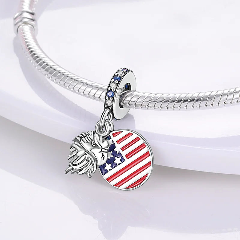 Women’s 925 Silver USA Charm Bead