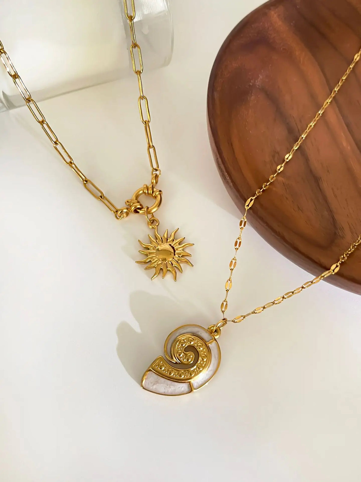 Solara White Enamel Necklace