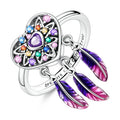925 Sterling Silver Sparkling Heart Dreamcatcher Ring