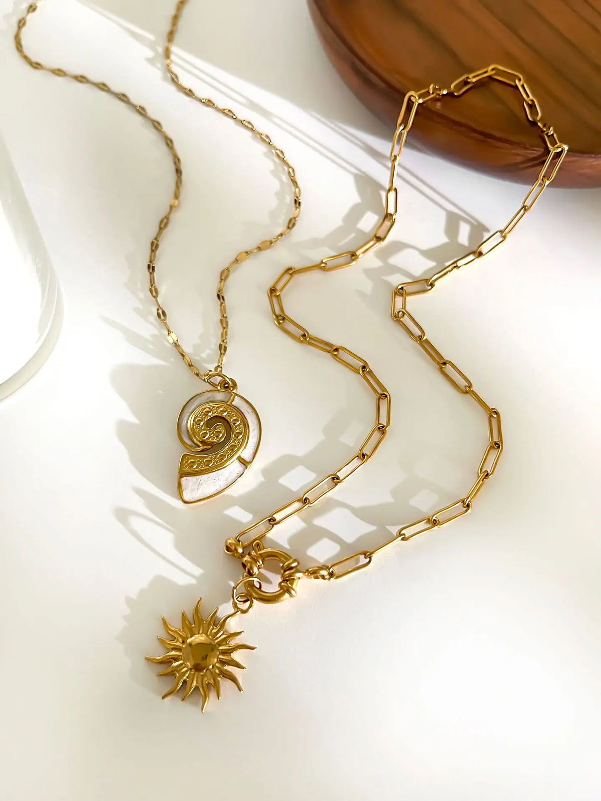 Solara White Enamel Necklace