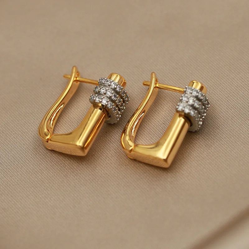 Geometric Crystal Stud Earrings