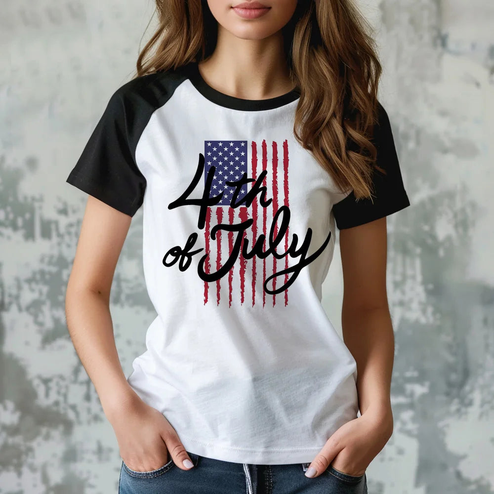 Women's July 4th Anime Girl Graphic T-Shirt