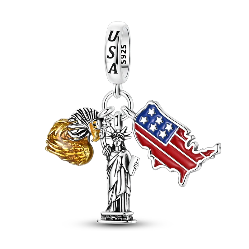 Women’s 925 Silver USA Charm Bead