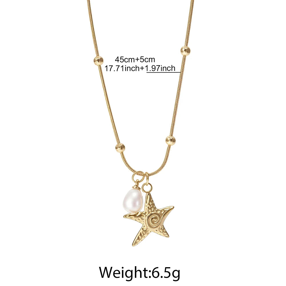 Ocean Pearl Starfish Necklace