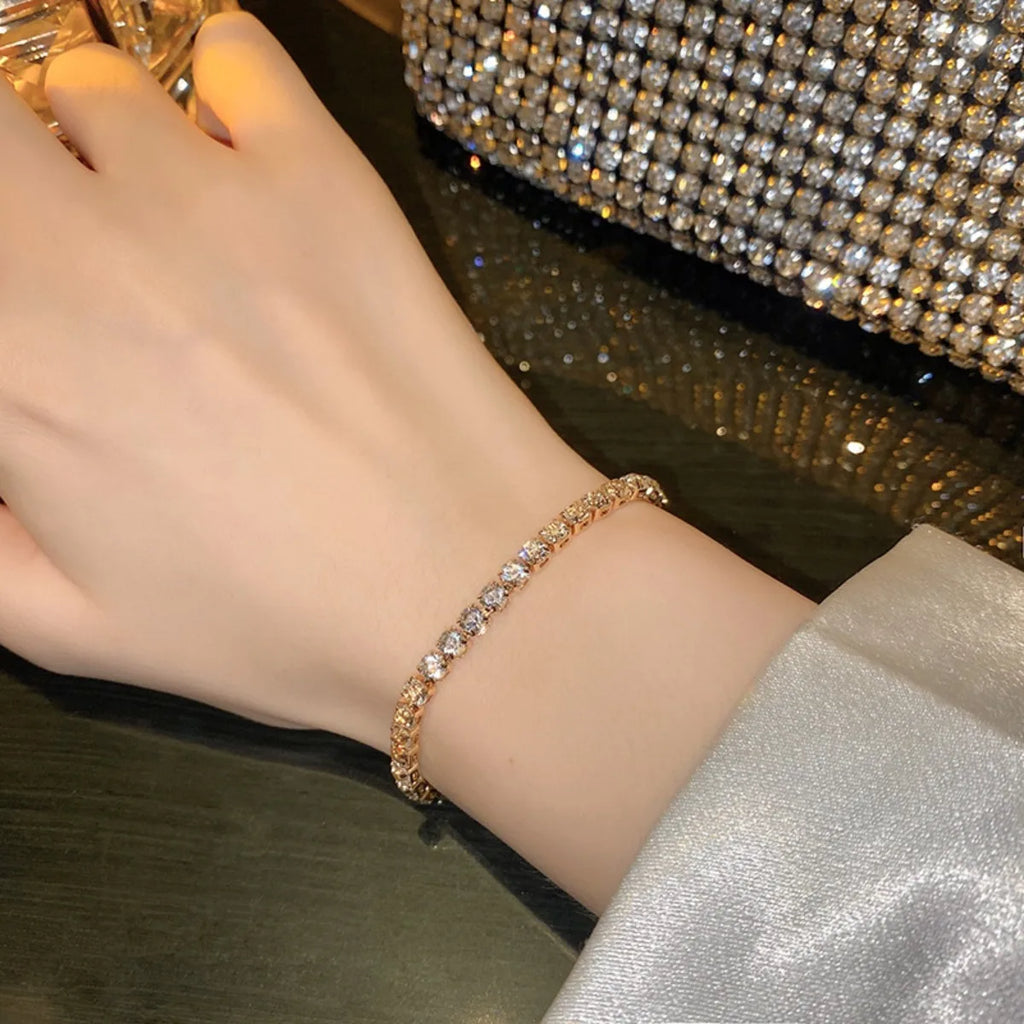 Adjustable Zircon Stainless Steel Bangle