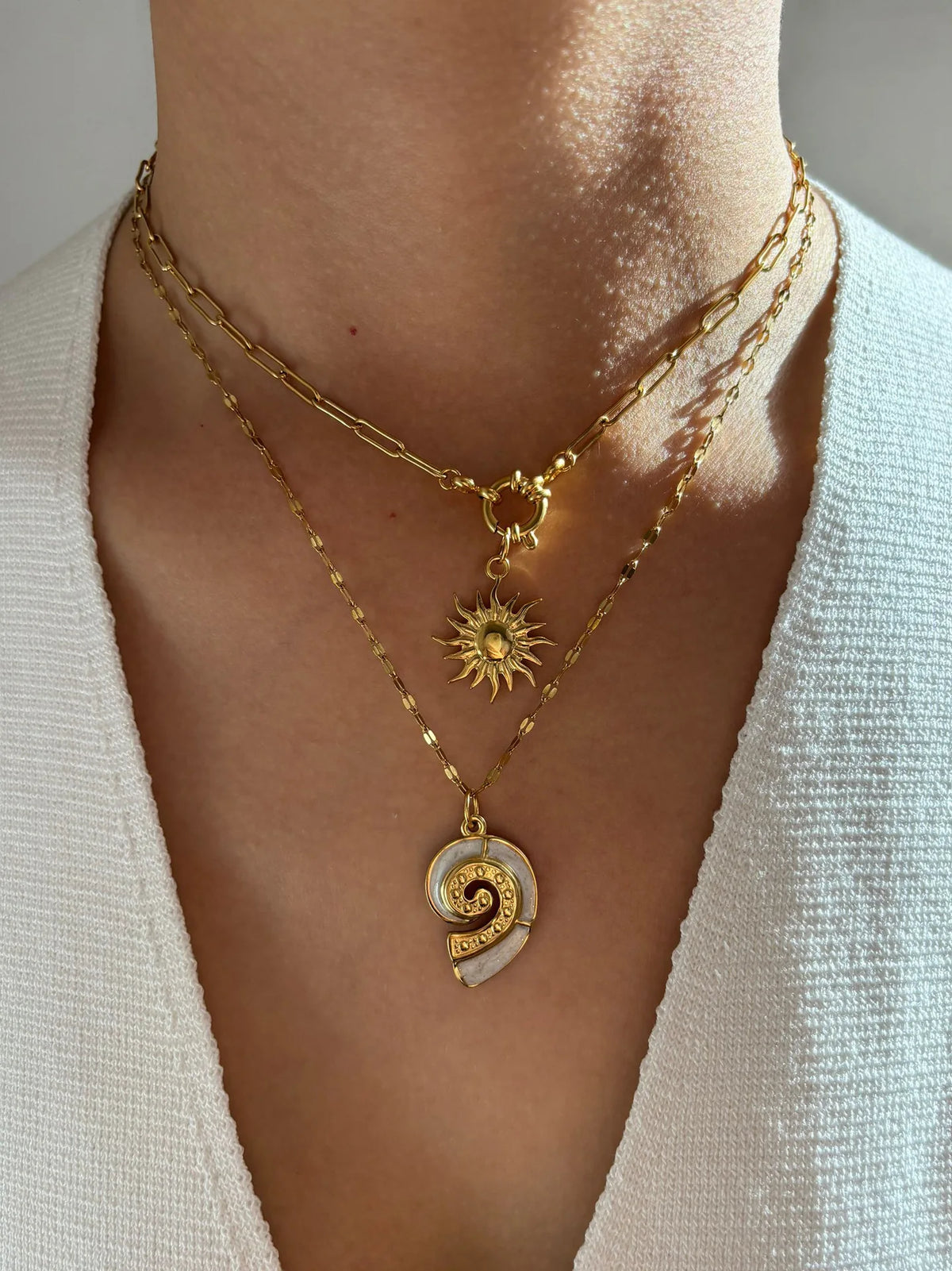 Solara White Enamel Necklace