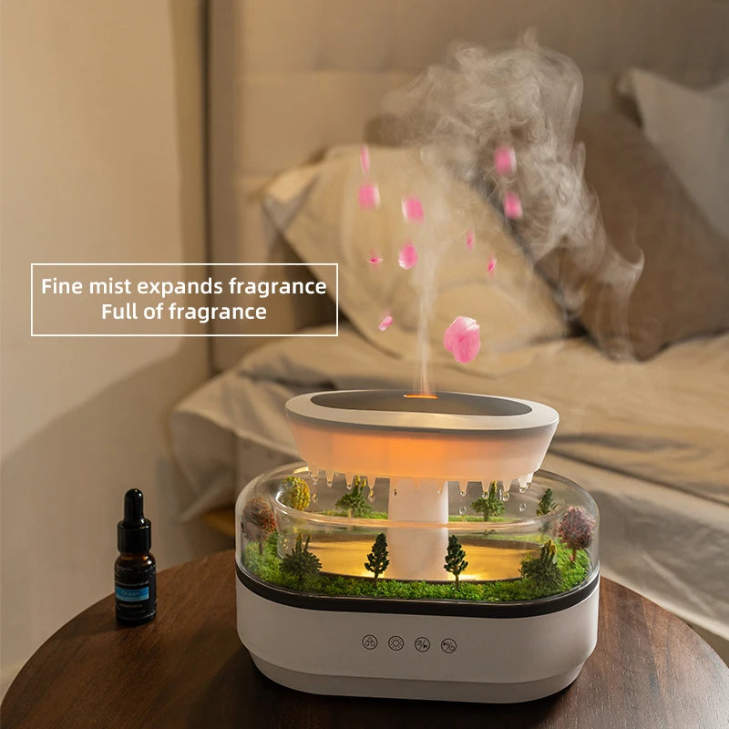 Raindrop Aroma Humidifier & Essential Oil Diffuser – Colorful Light & White Noise