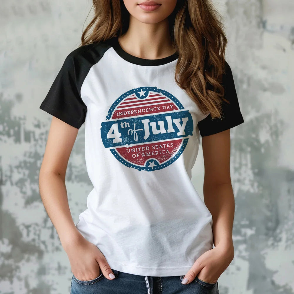 Women's July 4th Anime Girl Graphic T-Shirt