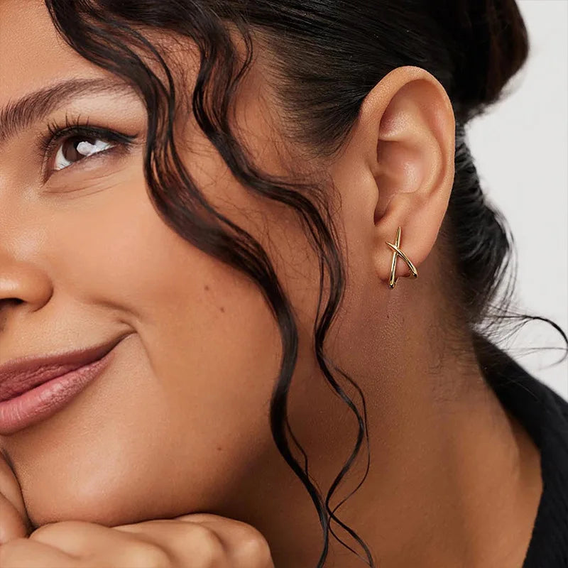 Silver Cross Spark Earrings