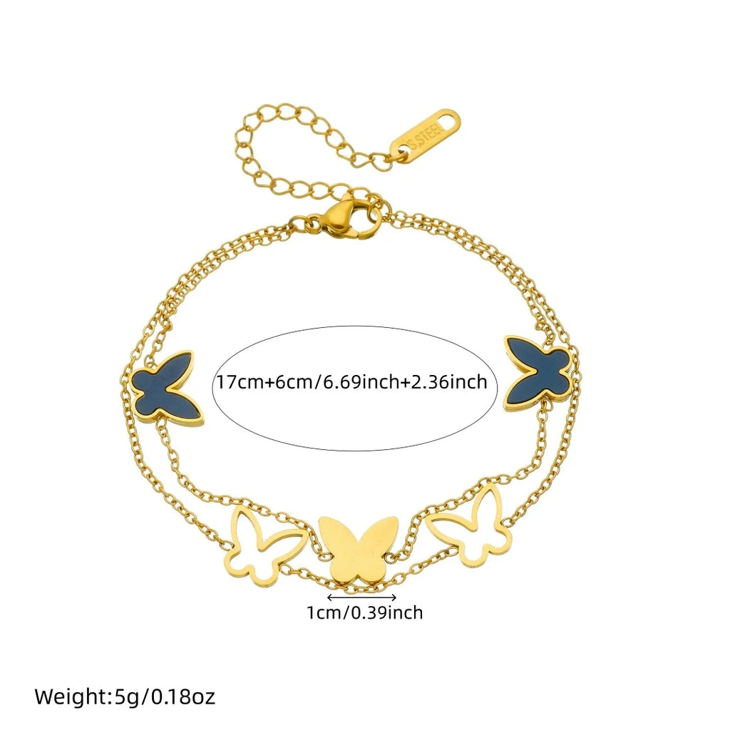 Noir Butterfly Layered Bracelet