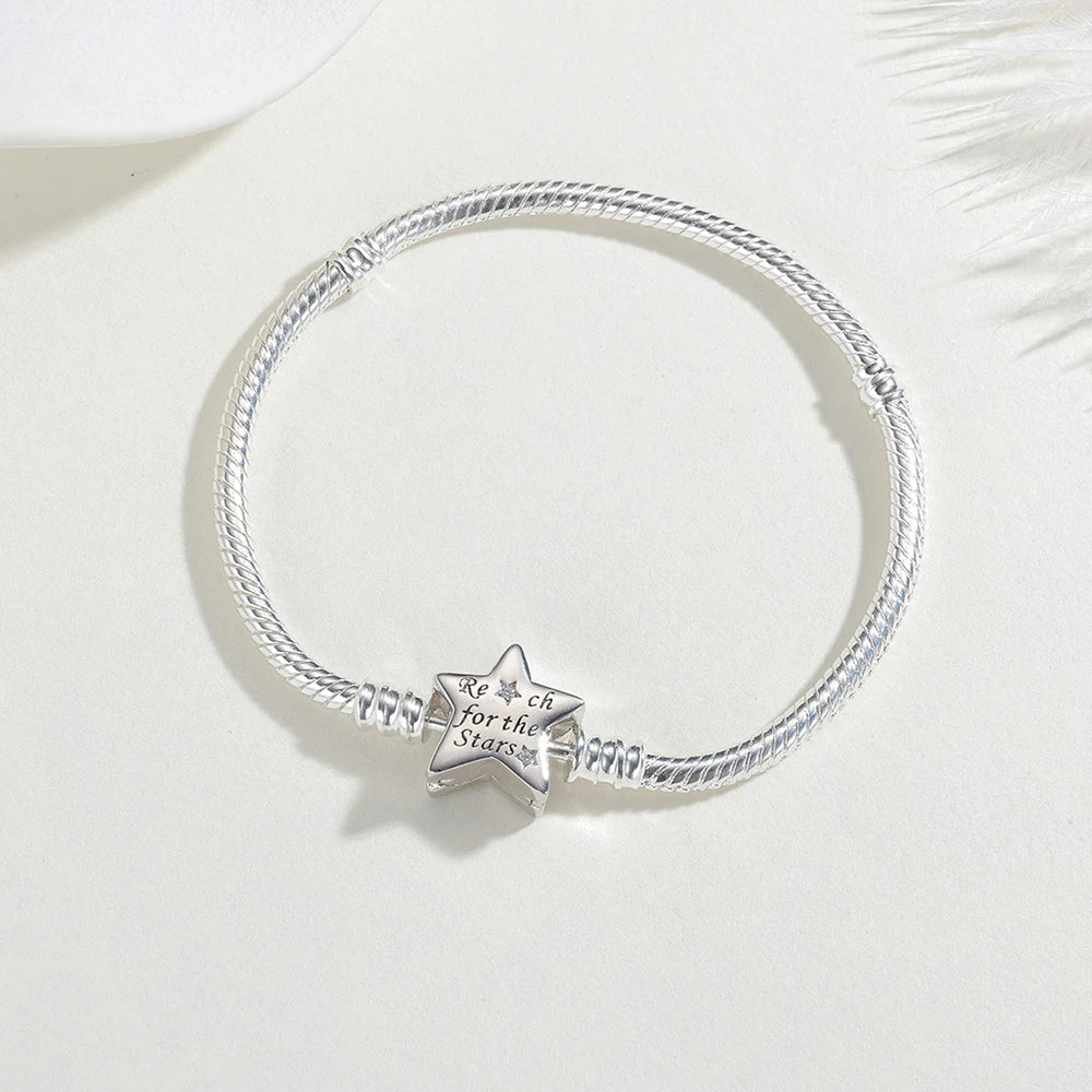 925 Sterling Silver Gold Star Charm Bracelet for Women
