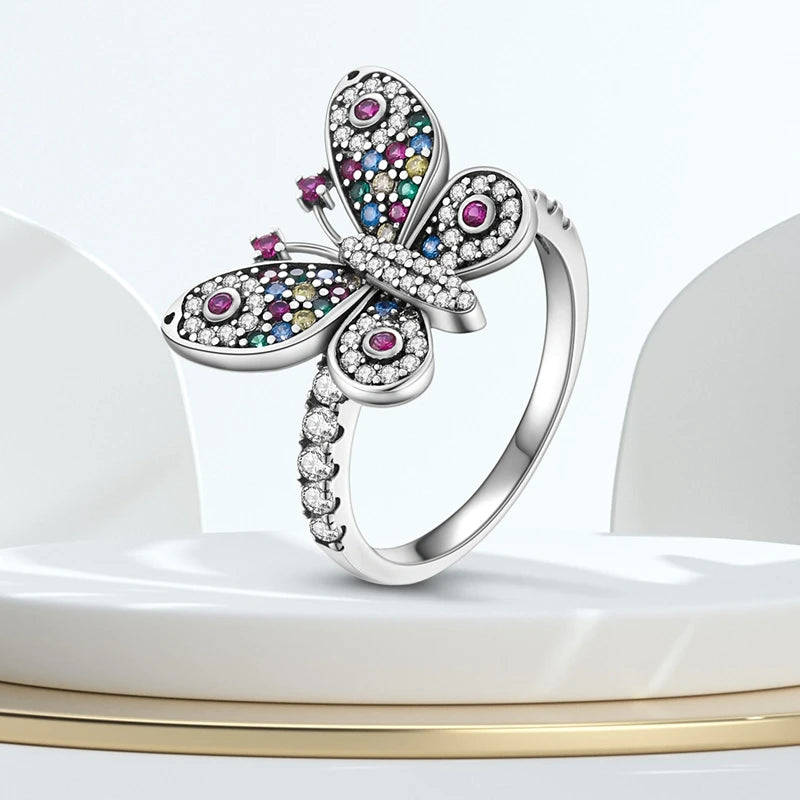 925 Sterling Silver Sparkling Butterfly Ring