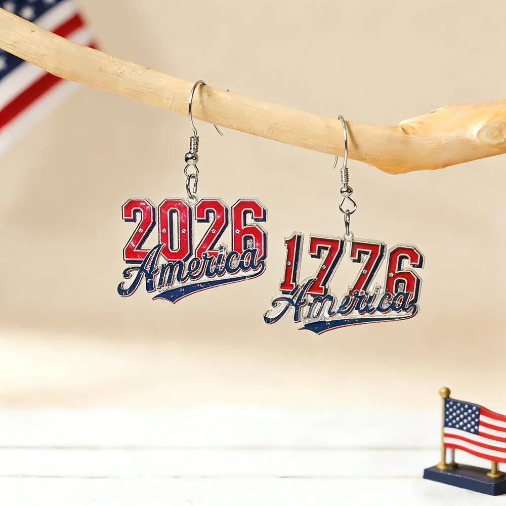 Patriotic American Flag Dangle Earrings