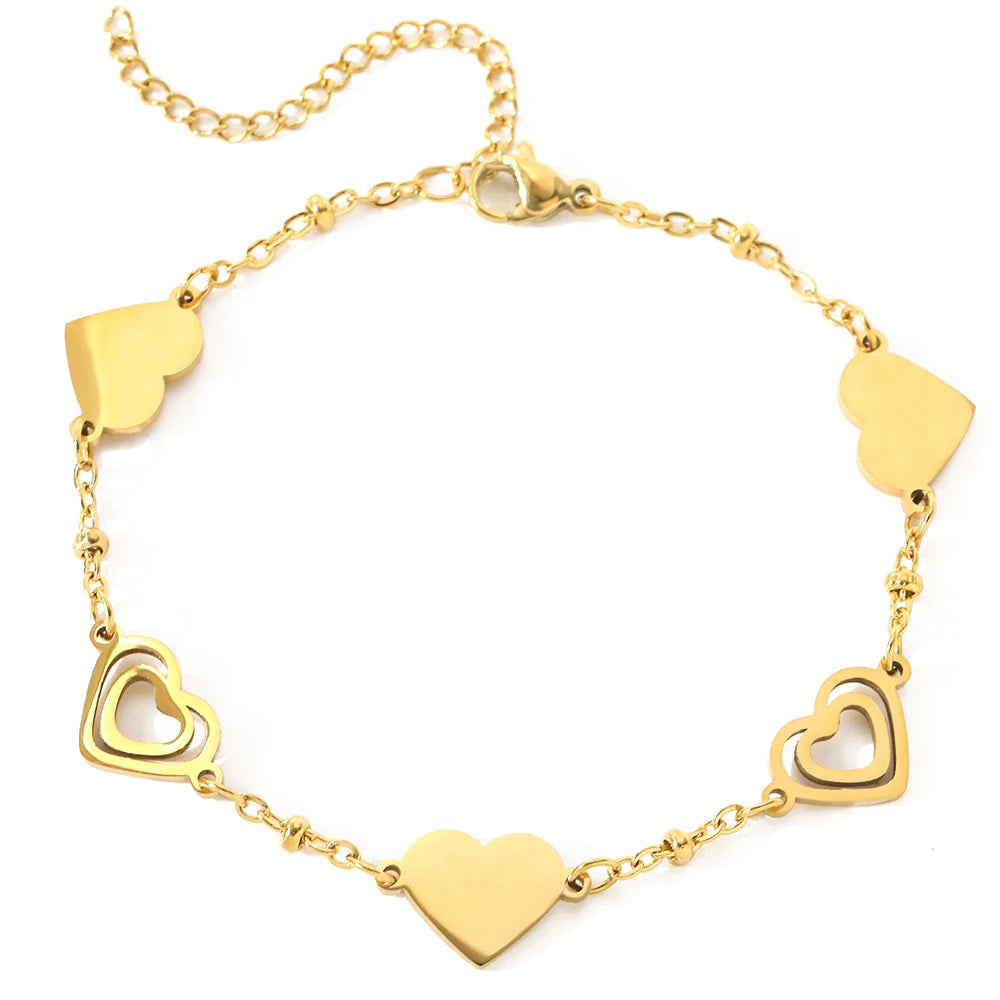Noble Double Heart Stainless Steel Bracelet