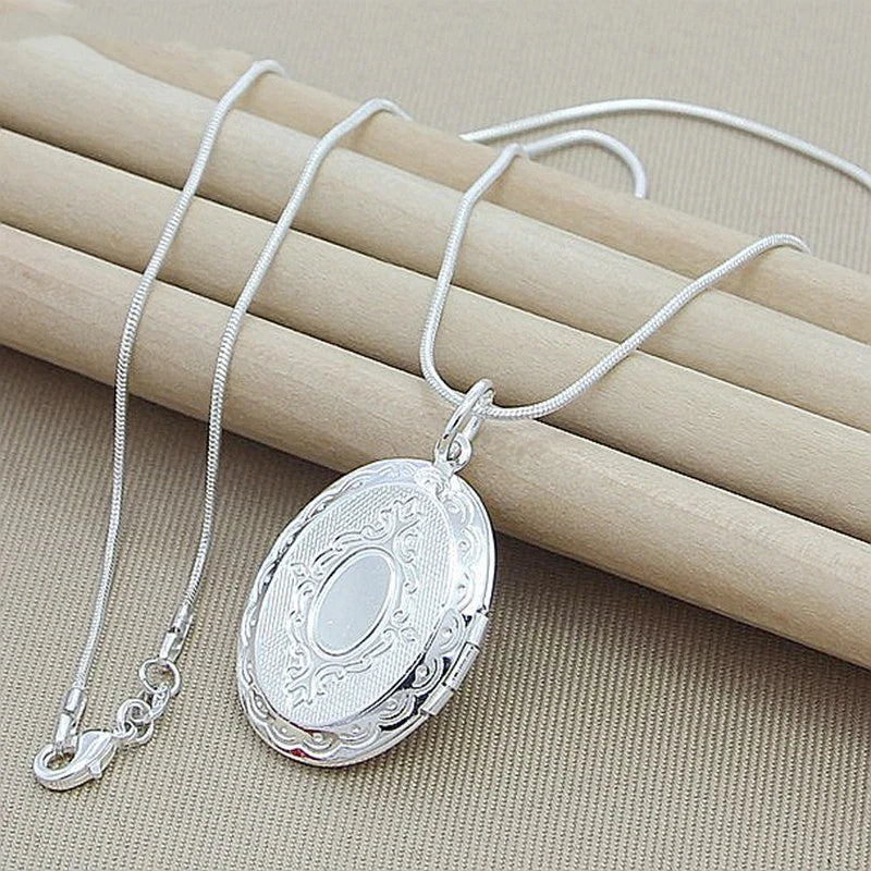 925 Sterling Silver Memory Locket Necklace