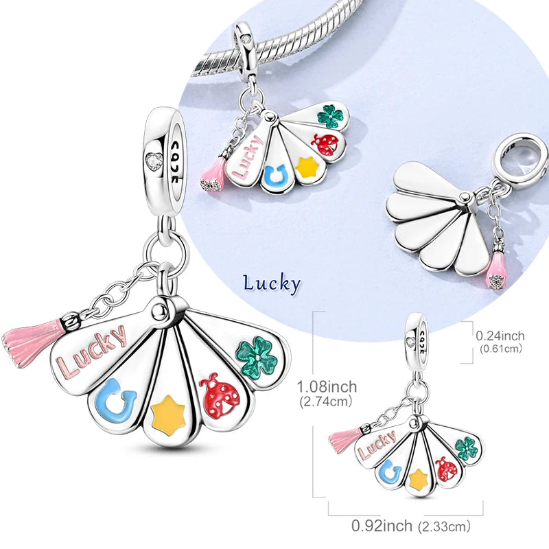 925 Sterling Silver Lucky Fan Charm