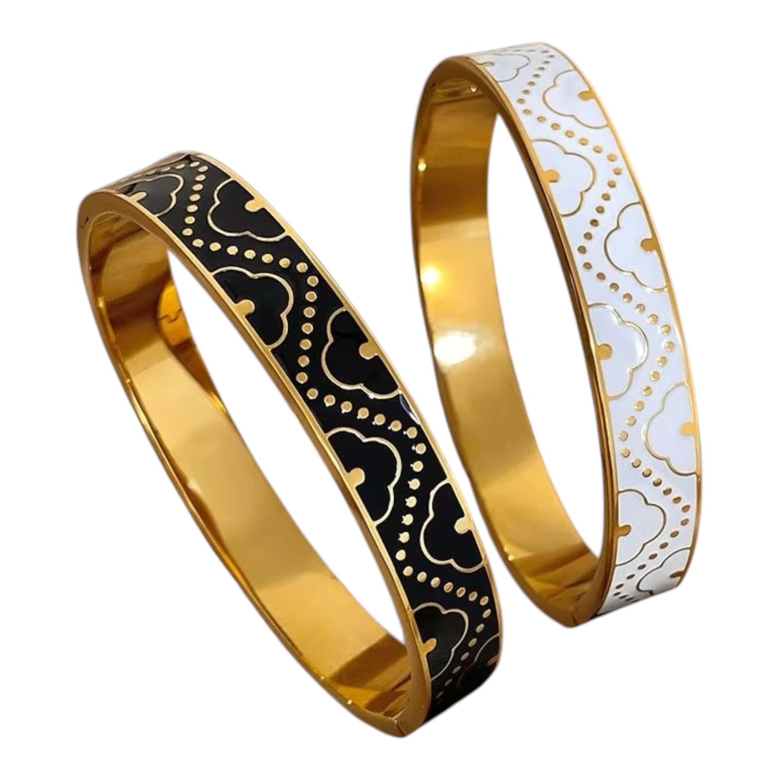 Cloud Enamel Gold Bangle