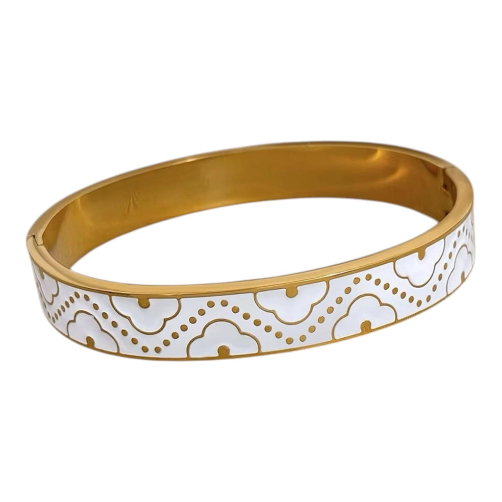 Cloud Enamel Gold Bangle