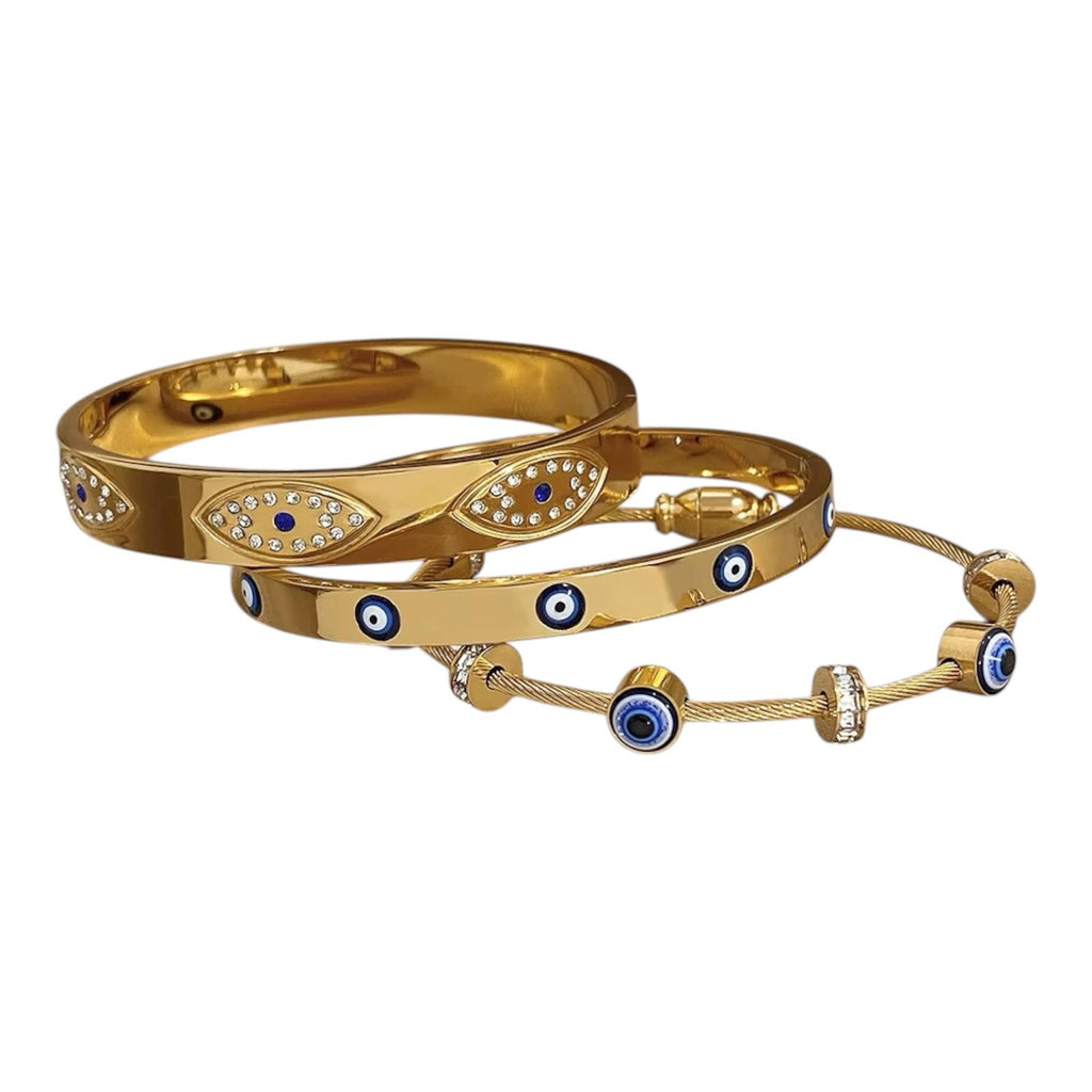 Turkish Evil Eye Gold Cuff Bracelet