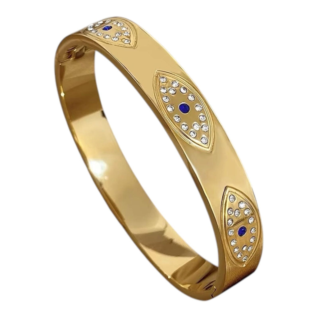 Turkish Evil Eye Gold Cuff Bracelet