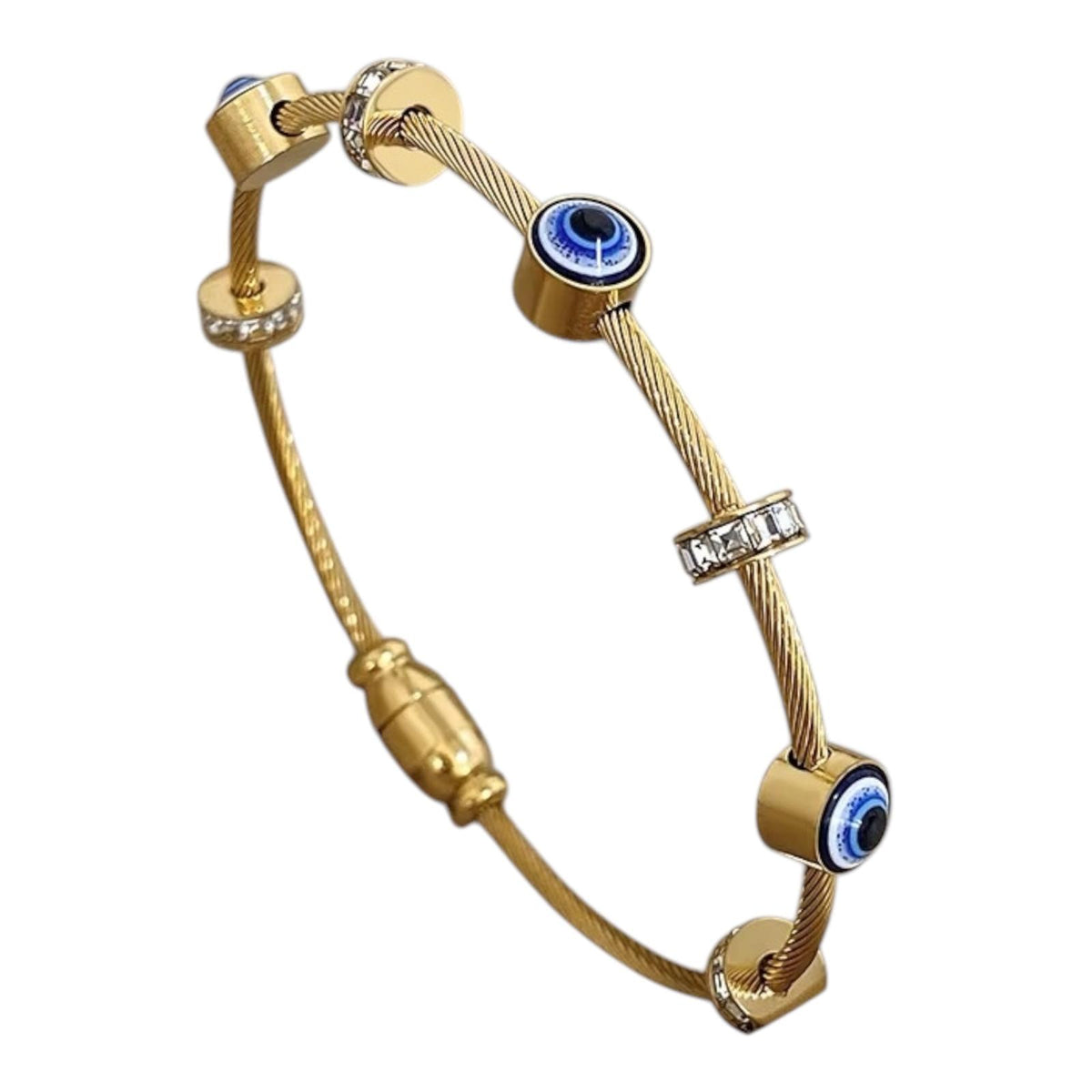 Turkish Evil Eye Gold Cuff Bracelet